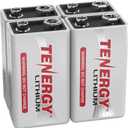 Tenergy 9V Lithium Batteries, 1200mah Non-Rechargeable Batteries, 10 Years Shelf Life Lithium 9 Volt Batteries, 4 Pack