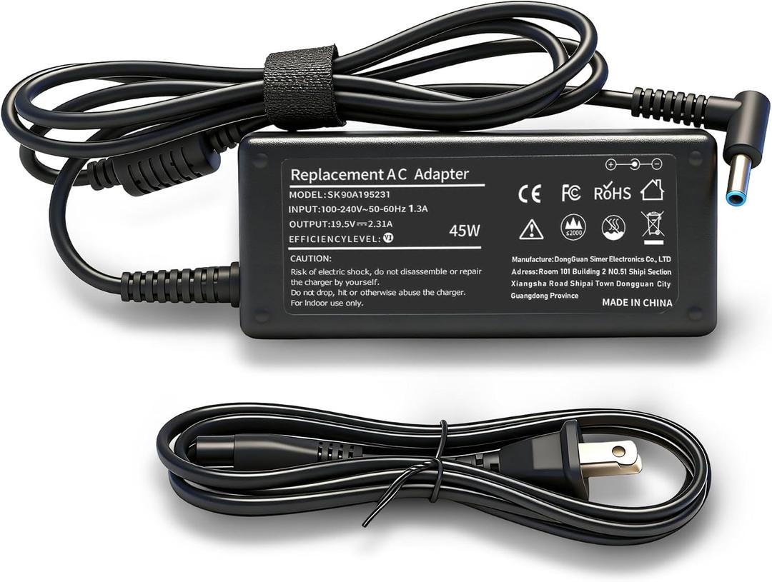 45W Laptop Charger Replacement for HP Laptop Charger Elitebook x360 Pavilion Spectre Chromebook Envy Elite x2 Computer Travel Smart Blue Tip Power Adapter