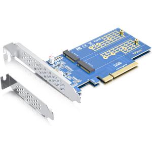 10Gtek 2-Port M.2 NVMe Adapter M-Key, PCIe X8 Gen3. Requires Motherboard BIOS Support for Bifurcation (2x M.2 (M Key))