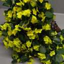 HyeFlora Artificial Fake Hanging Outdoor Flowers Plants Basket, Faux Silk Yellow Orchid Flowers UV Resistant Realistic Hanging Planter for Outside Porch Patio Home Garden Yard Decoration