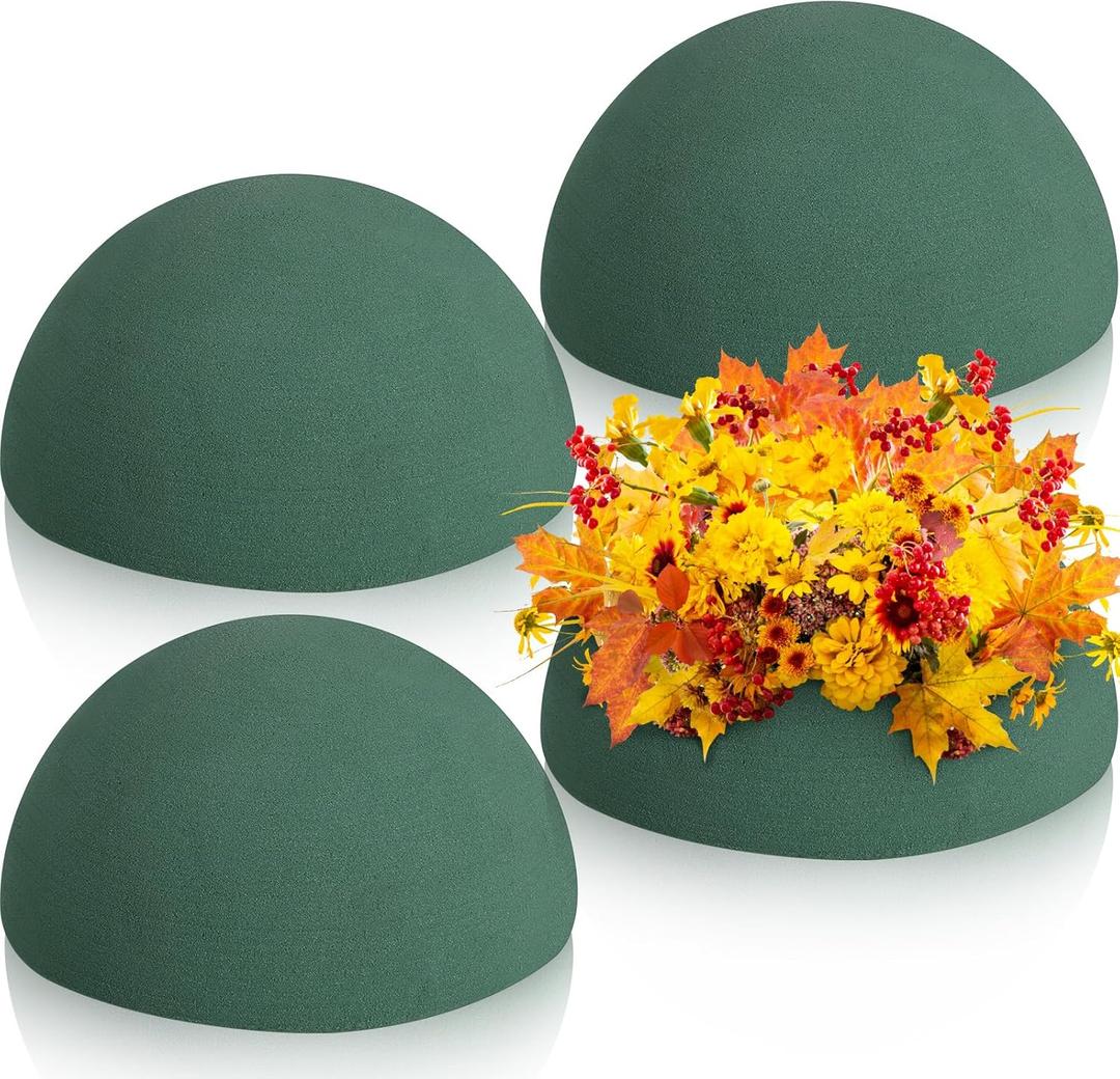 Boao 4 Pcs Half Ball Floral Foam Block Green Wet Dry Flower Foam Green Foam Balls Large Flower Craft for Wedding Artificial Flower Plant Bouquet Arrangement DIY Craft(4.72 x 2.36 Inch)