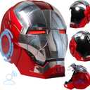Iron-Mans Helmet Electronic Mark 5 Helmet Silver Voice Control/Sensing/Remote Control Open/Close with Sounds & LED Eyes Light Up Super Hero Movie 1:1 Model Prop, Large