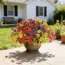 Senjie 12 Bundles Artificial Flowers Bulk for Outdoor Decor, UV Resistant Fake Plastic Flowers, Faux Flowers for Porch Patio Window Boxwood Garden