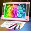 Rechargeable LED Drawing Board, 15 Inch 9-Color Light Modes Neon Art Light Up Writing Tablet Tracing Pad for Kids, Sketching Gift Toy for Teens, 5 Markers, 10 Tracing Sheets