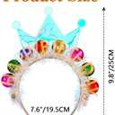 Zoestar Light Up Happy Birthday Crown Headband Glow Ball Hair Bands Sparkly Birthday Party Hair Accessories Women