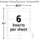 Avery Customizable Name Badges, Magnet Style, 3" x 4", Clear Name Tag Holders, White Laser/Inkjet Printable Inserts, 24 Total (8780) (True)