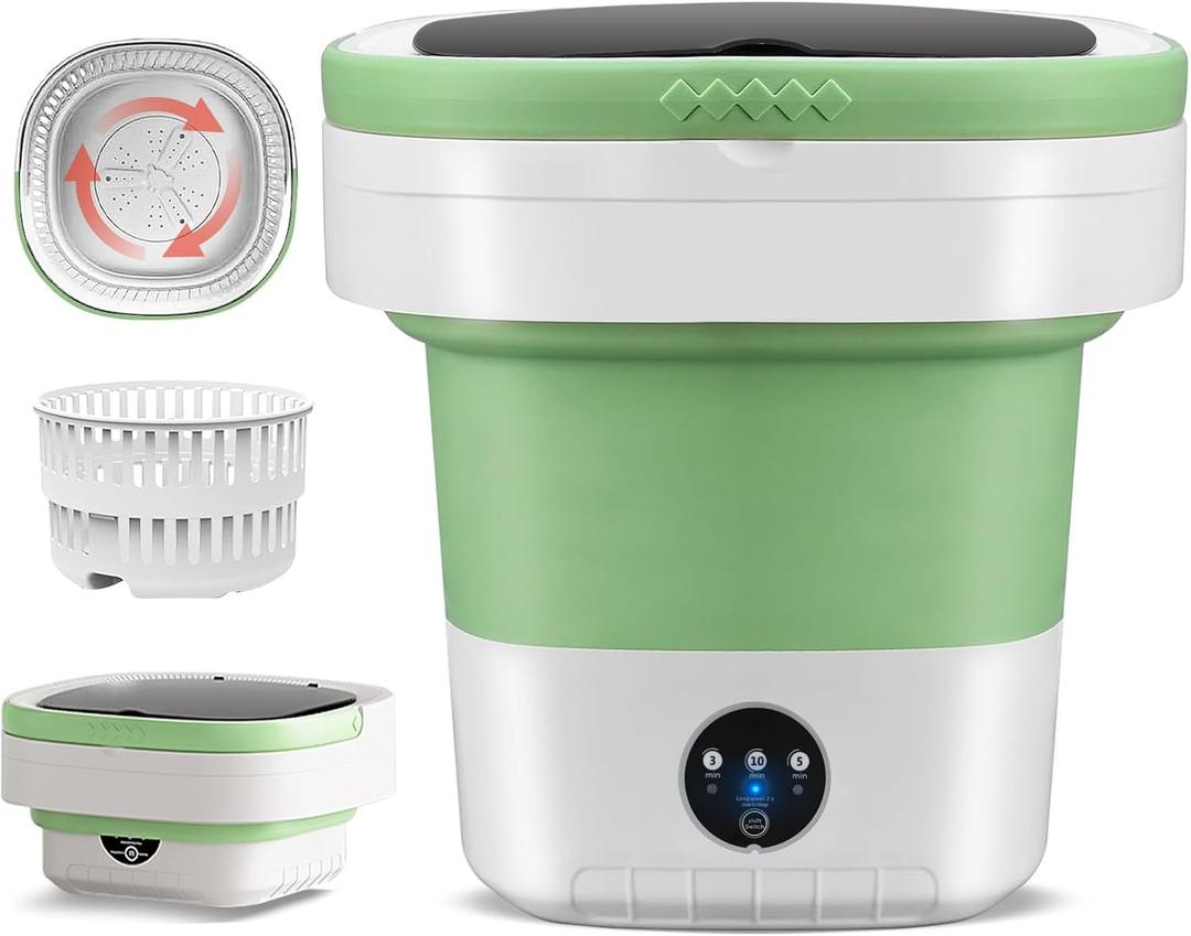 Portable Washing Machine 16L Mini Laundry Washer 3 Modes with Spin Basket Laundry Machine Cleaning Depth Underwear, Baby Clothes Small Shirt Аor Apartments Dormitories Hotels and Camping (Green)