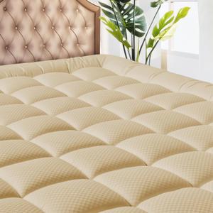 MATBEBY King Size Mattress Pad - Cooling Breathable Mattress Topper, Quilted Fitted Mattress Protector, Pillow Top Mattress Cover with 8-21" Deep Pocket, Soft, Machine Washable, Beige, 78x80 Inches