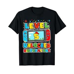Level 5 Unlocked Birthday Boy Happy 5th Birthday Videos Game TShirt Youth S