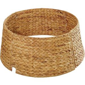 MIXUMON Handmade Water Hyacinth Christmas Tree Collar 24"  Rustic Basketweave Tree Base Cover, Eco-Friendly Skirt Alternative with Cord Cut-Out (Natural)