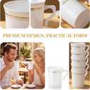 48 Pack Disposable Coffee Mugs with Handle, 8 OZ Heavyweight Gold Rimmed Tea Cups, Plastic Hot Cold Beverage Drinkware for Weddings Cafe Bridal Shower Engagement Party Camping Travel, White