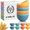 Homienly Wheat Straw Small Bowls, Unbreakable Dessert Bowls 8 PCS, 10 OZ Small Plastic Bowl for Kitchen, Microwave & Dishwasher Safe Mini Bowl for Snack, Ice Cream, Yogurt,Portion Control(Multi)