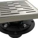 WEBANG 6 Inch Square Shower Drain Nickel Floor Drain with Flange Rainline Pattern Cover Grate Removable SUS304 Stainless Steel Watermark&CUPC Certified Brushed Nickel