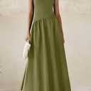 PRETTYGARDEN Women's Maxi Sundress Casual Summer 2025 Sleeveless Asymmetrical Drop Waist Patchwork Long Flowy Tank Dresses (L)