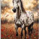 NIIORE Wild Horses Canvas Wall Art, Wildflower Animal Print for Farmhouse Living Room Decoration, Rustic Wall Decor, 16x24 Inch Unframed