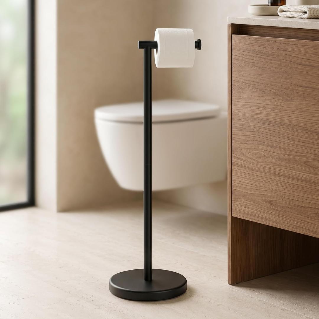 KES Toilet Paper Holder Stand with Weighted Base, 26" H (Taller Version) Free Standing Toilet Paper Roll Holder for Bathroom, Rustproof