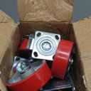 VEVOR Caster Wheels Set of 4, 6" Heavy Duty Casters (2 Rigid and 2 Swivel Casters with Side Brake) Polyurethane Iron Core Plate 4000LBS Capacity