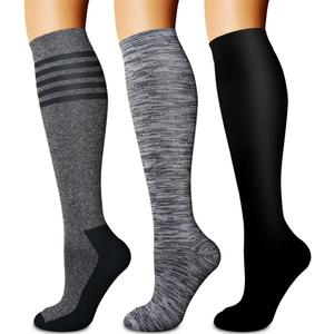 Compression Socks for Women & Men (3 pairs) - Best Support for Nurses, Running, Hiking, Recovery & Flight Socks (Small-Medium, 18 Gray/Gray/Black)