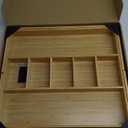 Umilife Extra Large Expandable Kitchen Drawer Organizer for Utensil and Junk, 19" Deep for Big Drawer, 17" to 28" Adjustable Bamboo Wood Drawer Divider, Cutlery Tray, Flatware Holder