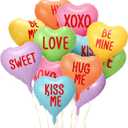 Libima 12 Pcs Valentine's Day Candy Heart Balloons 18 Inch Foil Heart Shaped Balloons XOXO Love Sweet Be Mine Kiss Me Hug Me Foil Valentine's Day Wedding Decor(Colorful)