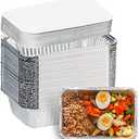 Aluminum Pans with Lids (50-Pack, 8.5"×6") 2.25 LB Capacity Foil Food Containers with Lids - 50 Pans and 50 Cardboard Covers - Disposable Tin Foil Pans - for Baking, Meal Prep and Freezer, Takeout