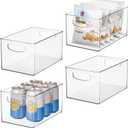iDesign Stackable Clear Plastic Bin - Kitchen Organizers and Storage for Fridge and Pantry, 4-Pack