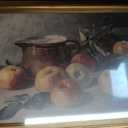 Gold Framed Wall Art Vintage Harvest Apples Still Life Canvas Art Farmhouse Fruits Picture Wall Decor Antique Prints Rustic Paintings Country Artwork for Bedroom Bathroom Living Room 16x24 Inch