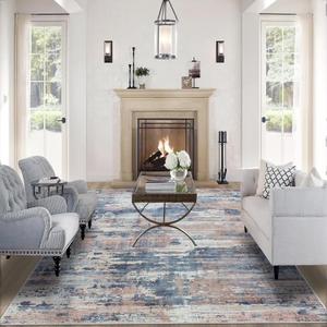 Area Rugs 9x12 Living Room: Large Machine Washable Area Rug with Non Slip Backing Non Shedding Abstract Stain Resistant Carpet for Bedroom Dining Room Nursery Home Office - Multi