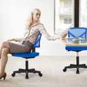Sweetcrispy Office Chair, Ergonomic Low-Back Mesh Rolling Work Swivel Chairs with Wheels, Armless Comfortable Seat Lumbar Support for Home, Bedroom, Study, Student, Adults,Classic Blue
