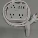 Short Extension Cord with Multiple Outlets 3 FT, TESSAN Small Flat Plug Power Strip with 3 USB (1 USB C) and Multi Outlets, Surge Protector Charging Station for Office, School, Dorm Room Essentials (Grey White)