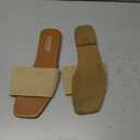 OYOANGLE Women's Single Band Square Open Toe Slide Sandals Summer Slip on Flat Sandals 43