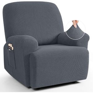 TAOCOCO Oversized Recliner Chair Covers, 1 Seater Streach Recliner Covers Soft Couch Protector Furniture Protector Covers with Elastic Chair Cover Jacquard Pattern (Grey)