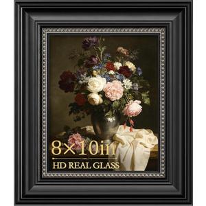 PEALSN 8x10 Picture Frame, with Real Glass Front and Black Backboard