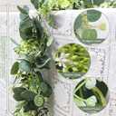 MAKHOT 5.9FT Eucalyptus Garland, Artificial Greenery Garland Flower, Green Garland Wreath Vines Decorations, Fake Silver Dollar Eucalyptus Leaves Vines for Table Home Wedding Mantle Party Decor