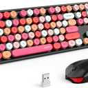MOFII Wireless Keyboard and Mouse Combo, 2.4GHz Retro Full Size Typewriter Keyboard with Number Pad & Wireless Mouse for Laptop, PC, Desktop, Mac, Windows - Black Colorful (Black Colorful-B)