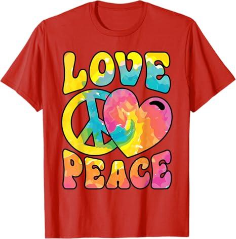 Hippie Women Men Love Peace Sign Heart Tie Dye Retro Groovy T-Shirt, Size 4T