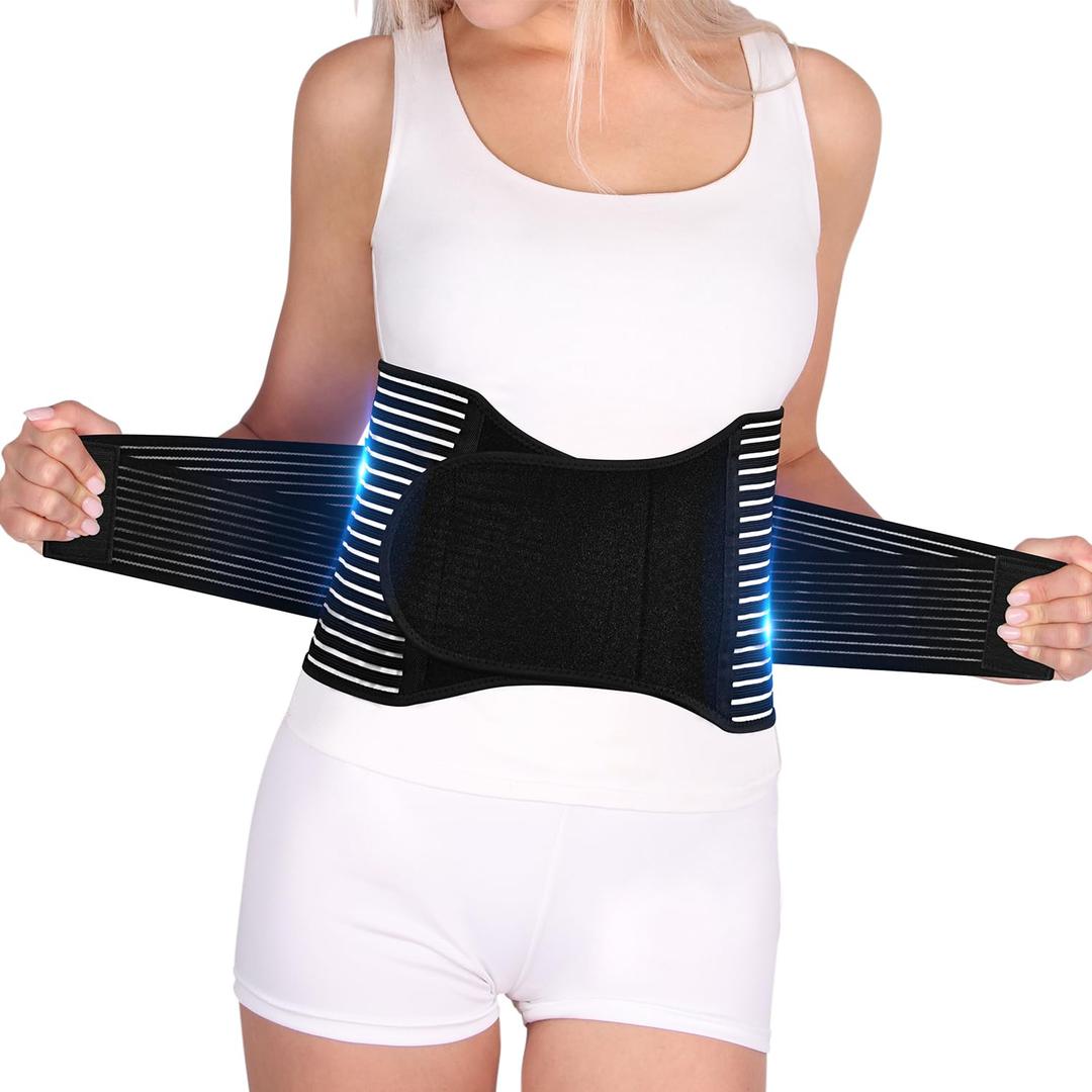 FESAS Breathable Back Brace with Lumbar Pad - Support Belt for Lower Back Pain Relief, Suitable for Women & Men, Ideal for Herniated Disc & Sciatica(Large/ X-Large)