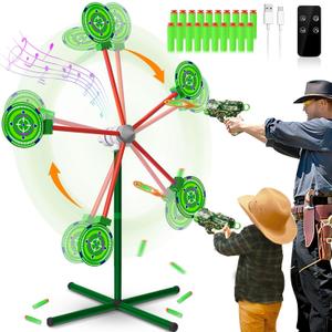 Rocket Shooting Games Toys with Rotating Target 2 Toy Guns 20 Foam Darts Kids Outdoor Toys for Boys Age 5 6 7 8 9 10+ Year Old Carnival Games Compatible with Nerf Guns (Green)