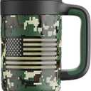 40 oz Camo Tumbler with Handle, 2-in-1 Straw and Sip Lid, Leakproof, Dishwasher Safe, Insulated Stainless Steel Travel Coffee Mug, Keeps Cold for 34 Hours, Fits in Car Cupholder (Woodland Flag)