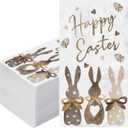 100 Pcs Happy Easter Napkins Bunny Print Paper Guest Napkins Easter Rabbit Decorative Hand Towels Spring Disposable Beverage Dinner Napkin for Bathroom Party Tableware Supplies