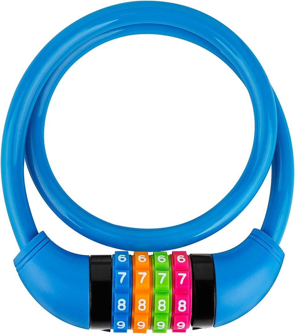 Büchel Bike Locks Cable for Kids - Colorful & Keyless - Secure Your Child's Bike - Easy-to-Use Bicycle Accessory, High Security 5 Digit Resettable Combination Coiling Bicycle Lock, Anti Theft Blue 65 Cm