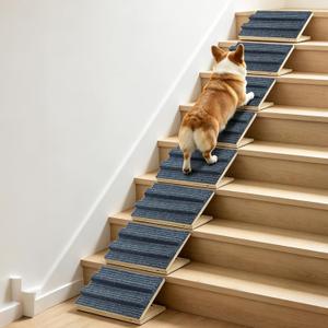 Dog Ramp for Stairs for Small Dogs Up to 40 lbs - Adjustable Dog Stair Ramp with Non-Slip Carpet, Foldable Pet Ramp for Stairs, Dog Ramp Stairs for Senior Dogs, Puppies, Bed, Sofa (8-Pack)