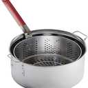 Gas One Aluminum Cooking Pot Deep Fryer with Basket – 10QT Aluminum Fry Pot with Easy Grip Handle – Durable Food Grade Outdoor Fryer with Perforated Strainer Basket – Ideal for Seafood, Chicken