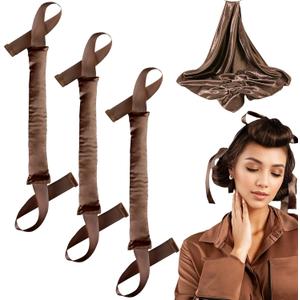 Satin Hair Curlers Set with Ribbon Rollers for Overnight Heatless Curls and Blowout Style
