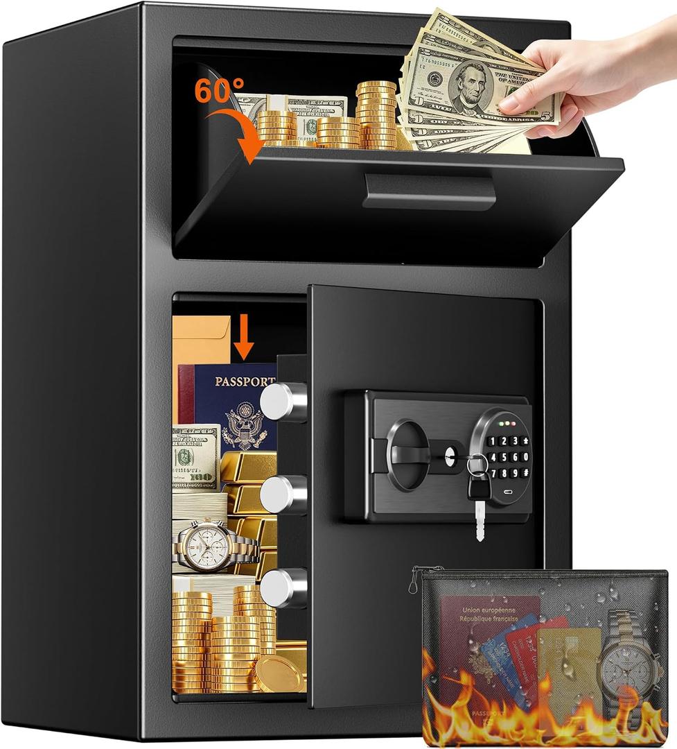 2.8 Cu Ft Depository Safe with Drop Slot, Heavy Duty Drop Safe for Business