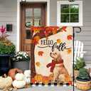 DLZDN Hello Fall Dog Garden Flag Golden Retriever Pumpkins Flag 1218 Inch Double Side Vertical Burlap Farmhouse Yard Sign Autumn Seasonal Outdoor House Decoration
