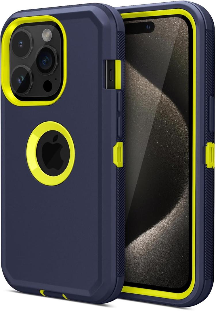 Jiunai for iPhone 15 Pro Max Case Heavy Duty Drop Shockproof Protection Screenless Dual Layer Sports Rugged Bumper Dust Proof Cell Phone Case for iPhone 15 Pro Max 6.7'' 2023 Released - Blue