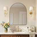 ANDY STAR Arched Mirror, 28 x 36 Inch Brushed Gold Wall Mirror in Stainless Steel Metal Frame, Arch Top Rounded Corner 1 Inch Deep Set Design Wall Mount Hangs Vertical
