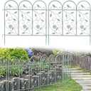 Sungmor 25in x 8ft Metal Garden Fence Border, Rustic Style Decorative Garden Fence Animal Barrier, Landscape Pathway Edge Iron Picket Fence Panels, Plant Support Climbing Trellis, Pack of 4