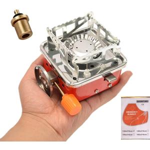 Camping Stove, Backpacking Stove, Foldable, Portable, Lightweight, Piezo Ignition, Single Burner Adjustable, Premium Mini Powerful and Stable Camp Stove for Hiking Picnic, 1+2+1+1pcs